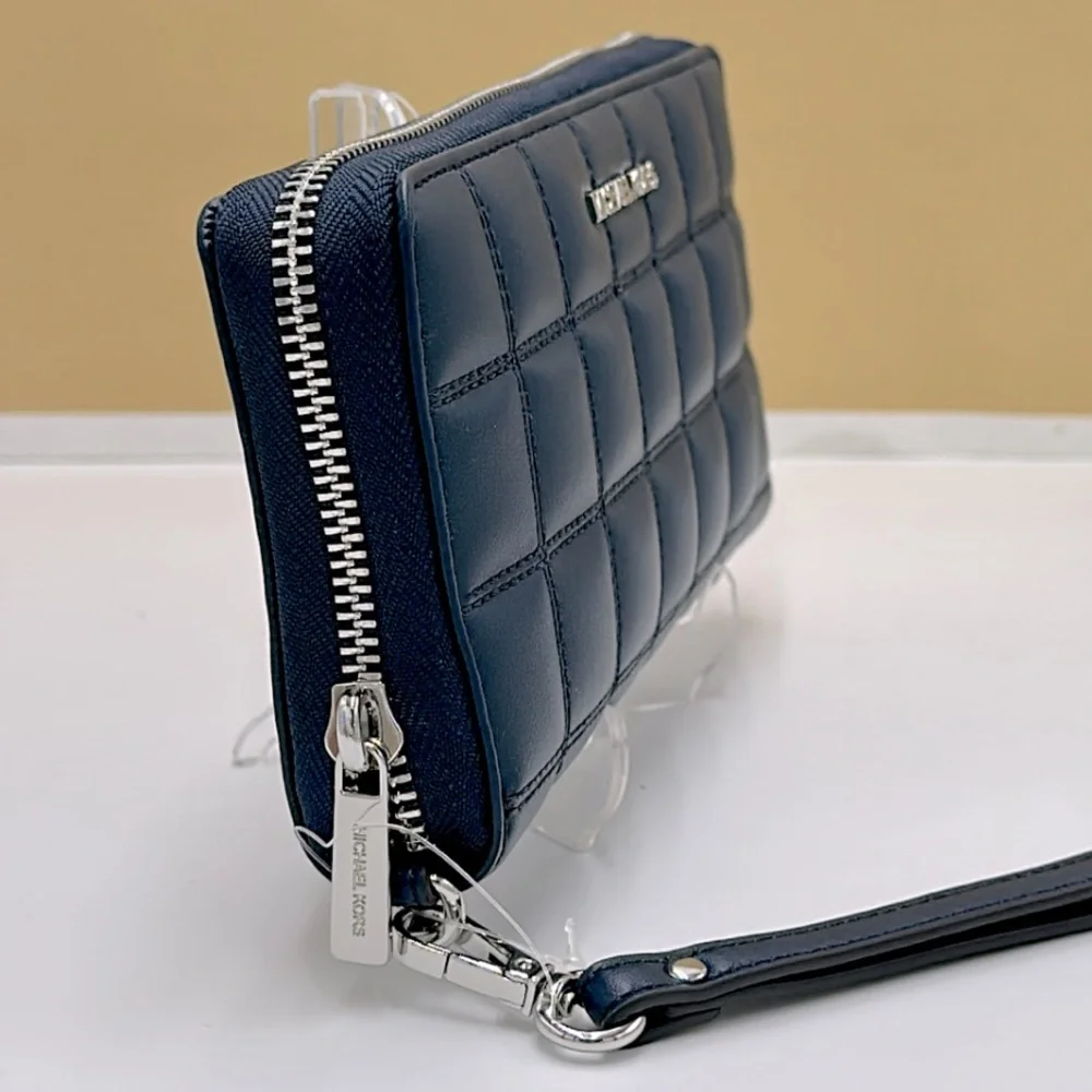 MICHAEL KORS Continental Wristlet Phone Case Wallet Navy NWT